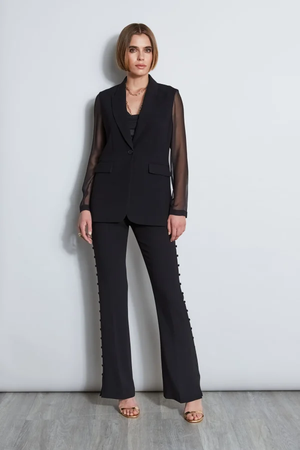 Elie Tahari Bottoms | Suiting-Side Button Crepe Pant