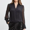Elie Tahari Tops & Sweaters-Silk Blouson Button Shirt