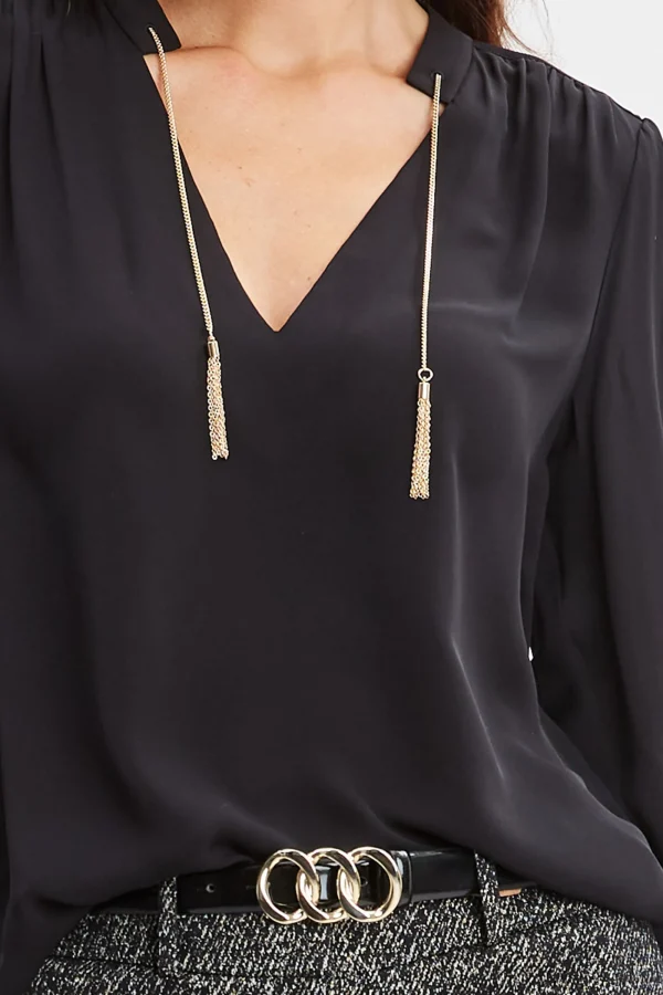Elie Tahari Tops & Sweaters-Silk Chain Tassel Shirt