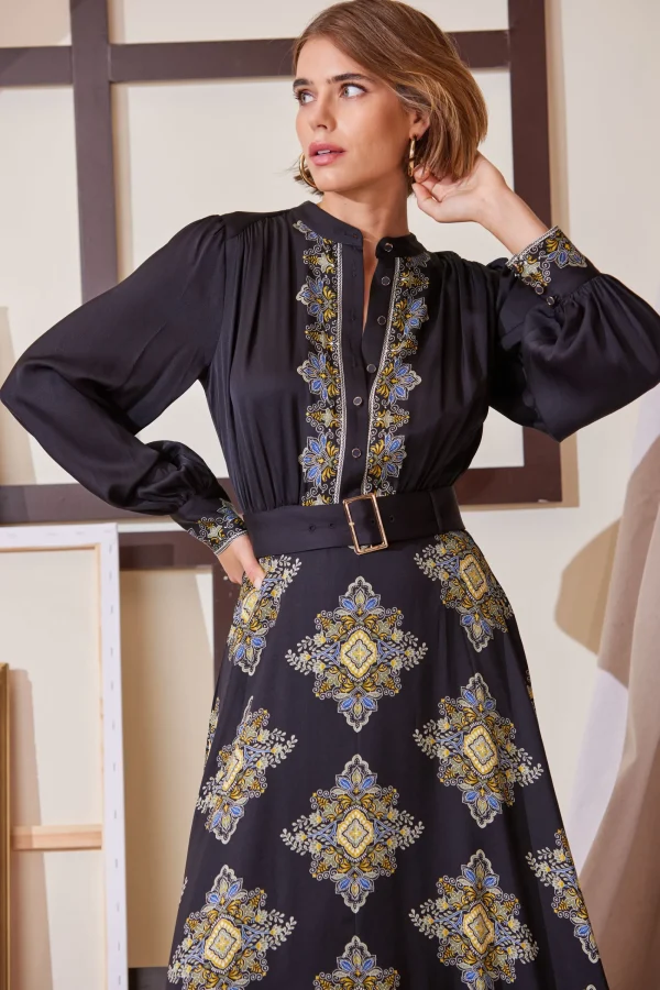 Elie Tahari Dresses & Jumpsuits | Midi Dresses-Silk Geometric Midi Dress