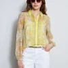 Elie Tahari Tops & Sweaters-Silk Mosaic Tile Button Down Shirt