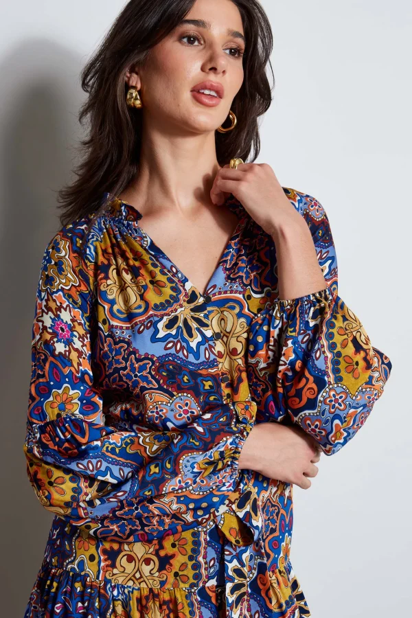 Elie Tahari Dresses & Jumpsuits | Long Sleeve Dresses-Silk Night Garden Midi Dress