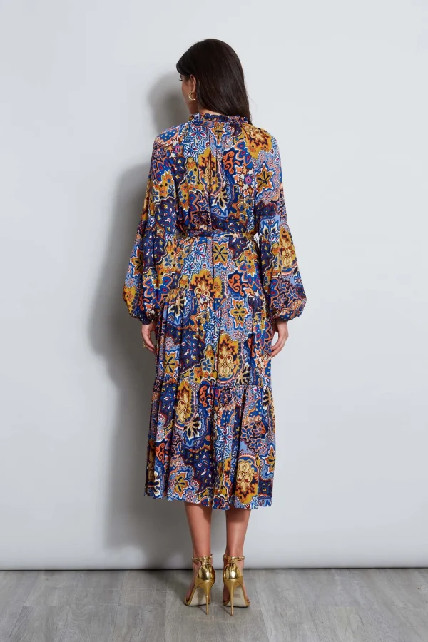 Elie Tahari Dresses & Jumpsuits | Long Sleeve Dresses-Silk Night Garden Midi Dress