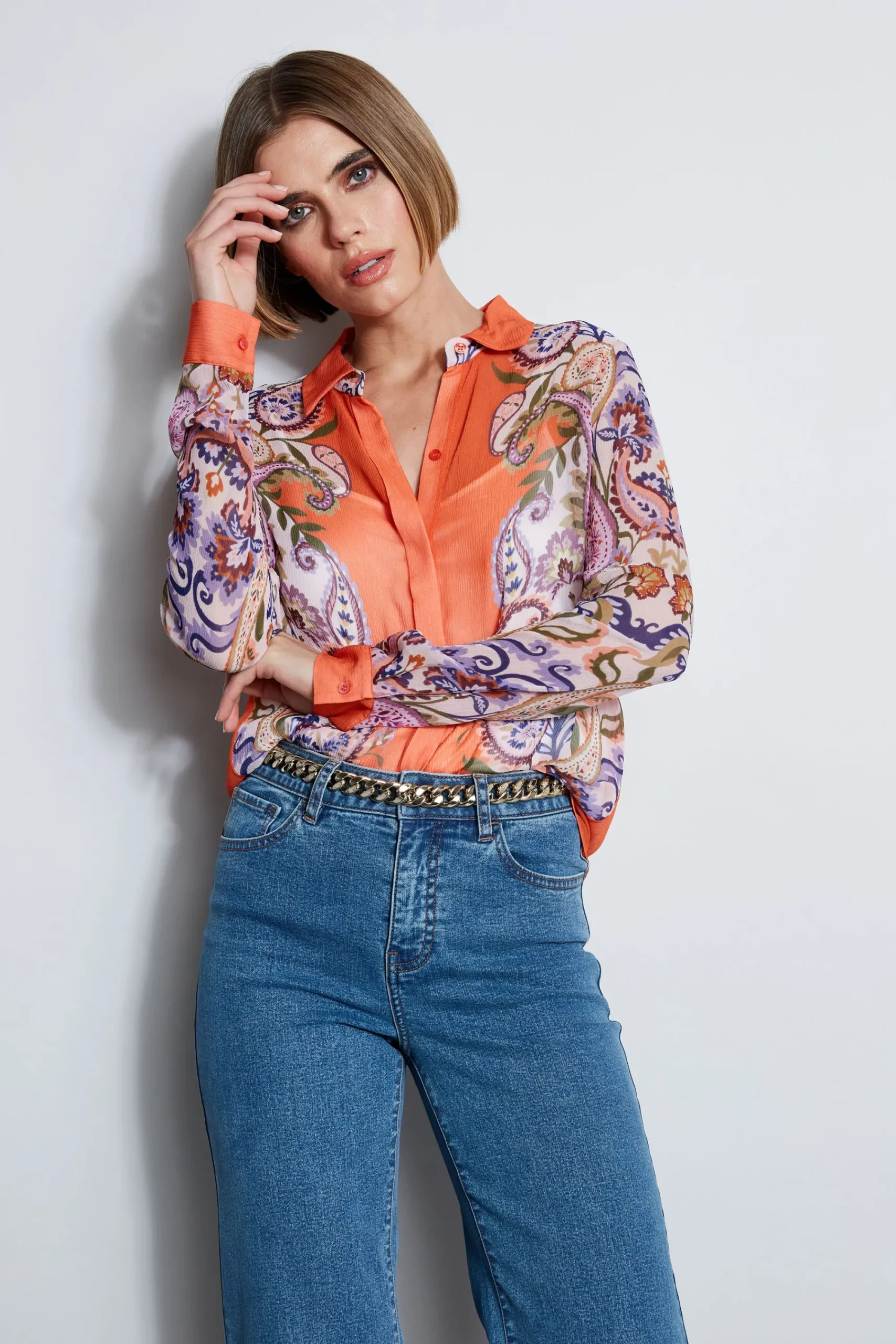 silk_paisley_button_down__3-1.webp Elie Tahari Tops & Sweaters-Silk Paisley Button Down Shirt