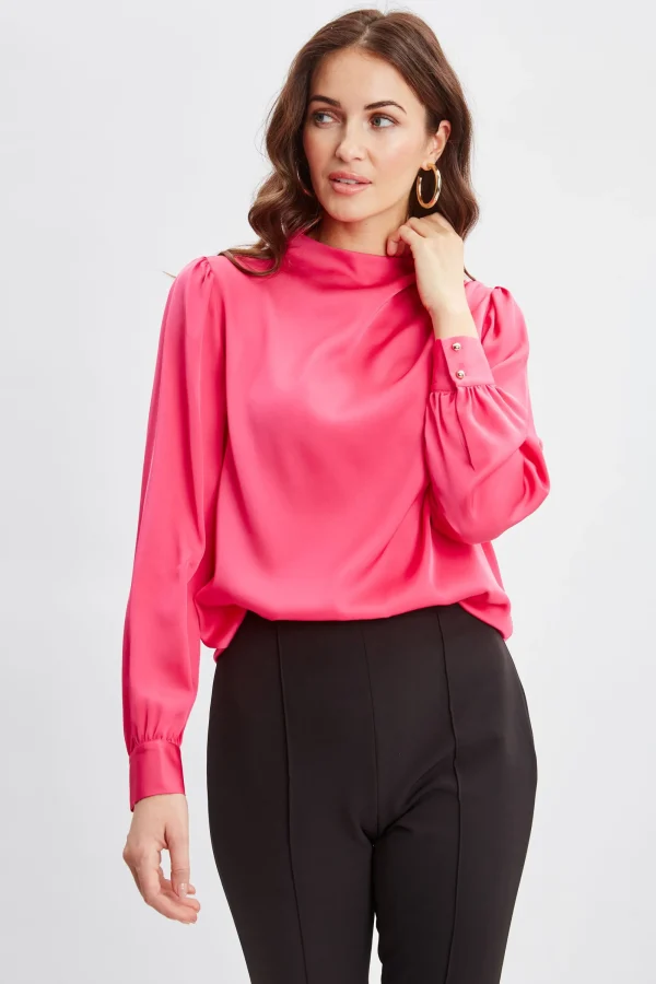 Elie Tahari Tops & Sweaters-Silk Pleated Draped Neck Shirt