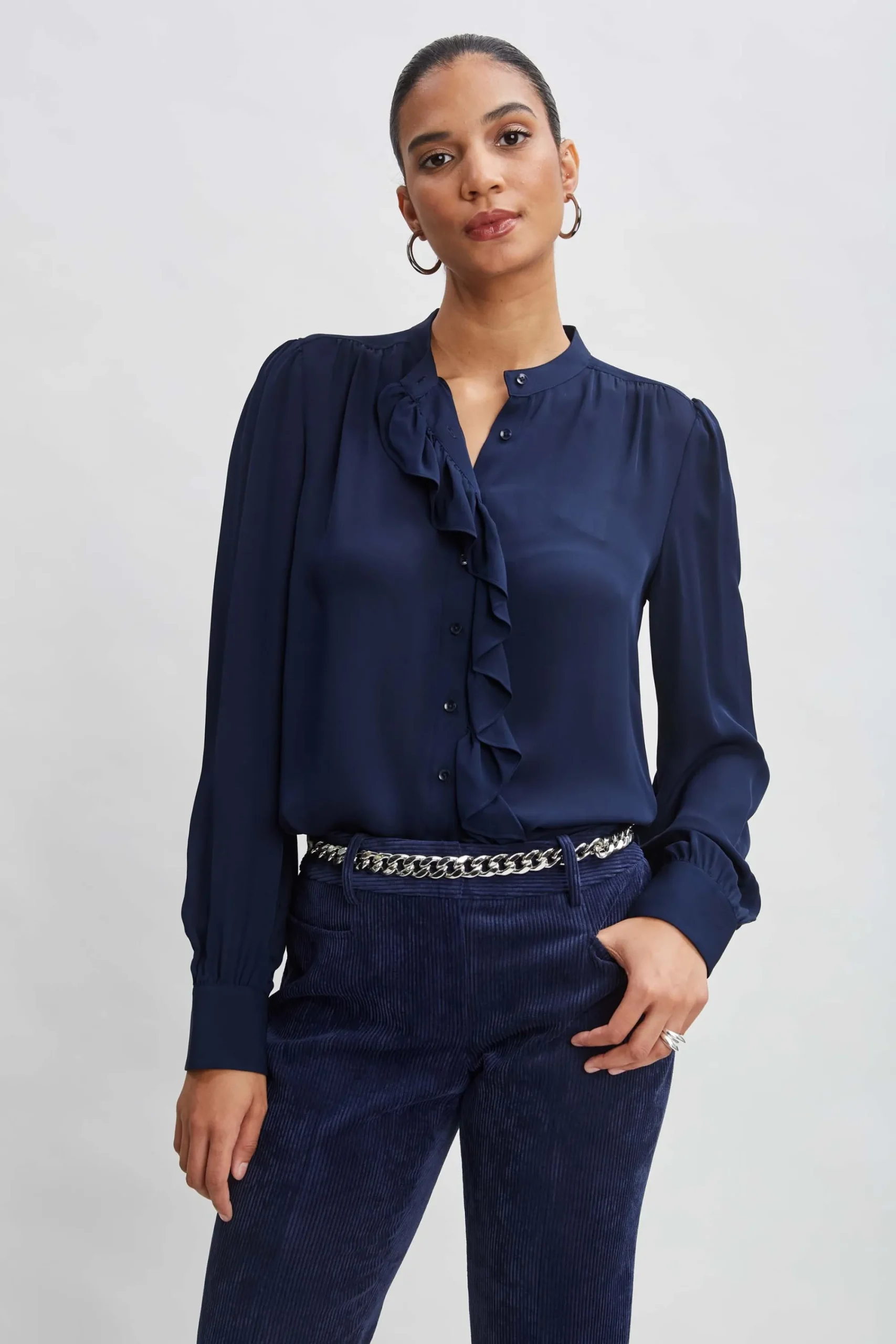 silk_ruffle_button_down_s_4-1.webp Elie Tahari Tops & Sweaters | Suiting-Silk Ruffle Button Down Shirt