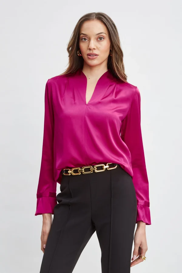 Elie Tahari Tops & Sweaters-Silk Satin Contour Neck Shirt