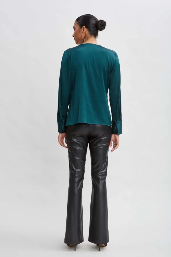 Elie Tahari Tops & Sweaters-Silk Satin Contour Ruffle Shirt