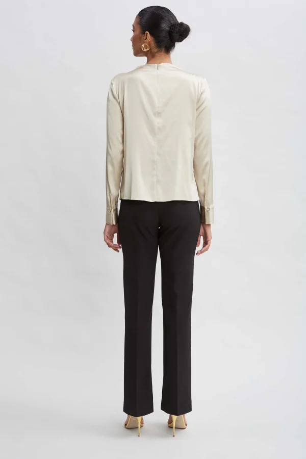 Elie Tahari Tops & Sweaters-Silk Satin Draped Neck Shirt