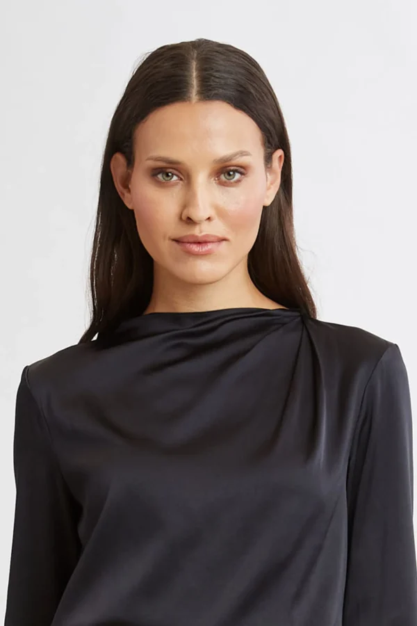 Elie Tahari Tops & Sweaters-Silk Satin Draped Neck Shirt