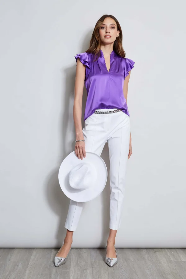 Elie Tahari Tops & Sweaters-Silk Satin Flutter Sleeve Shirt