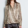 Elie Tahari Tops & Sweaters-Silk Satin Python Draped Shirt