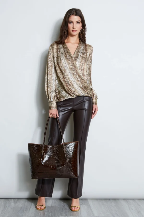 Elie Tahari Tops & Sweaters-Silk Satin Python Draped Shirt