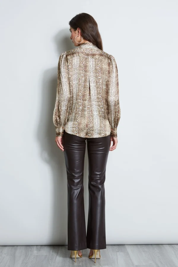 Elie Tahari Tops & Sweaters-Silk Satin Python Draped Shirt