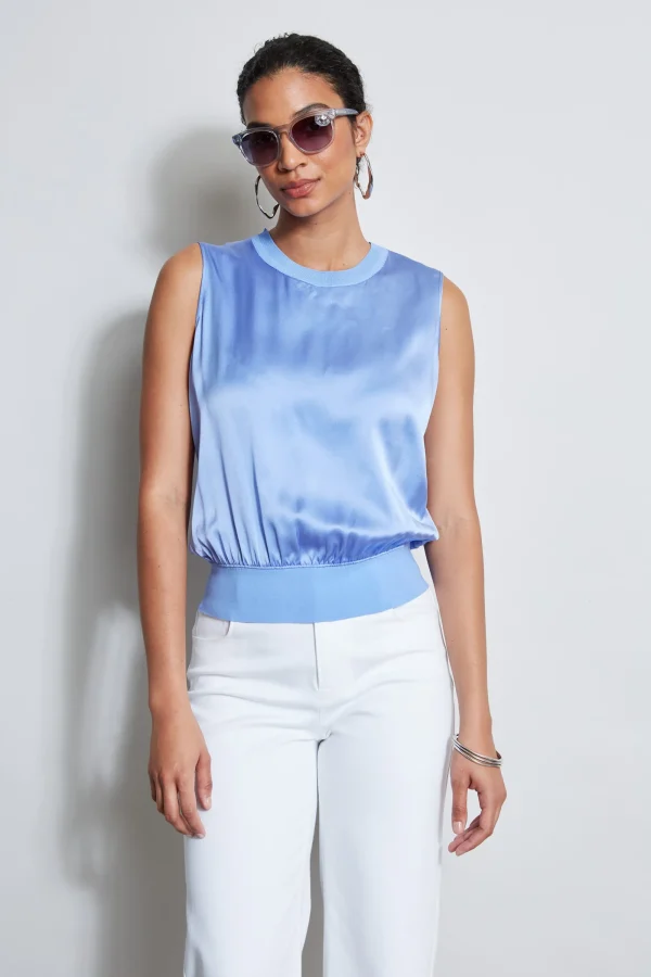 Elie Tahari Tops & Sweaters-Silk Satin Rib Shirt