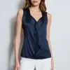 Elie Tahari Tops & Sweaters-Silk Satin Sleeveless Cascade Shirt