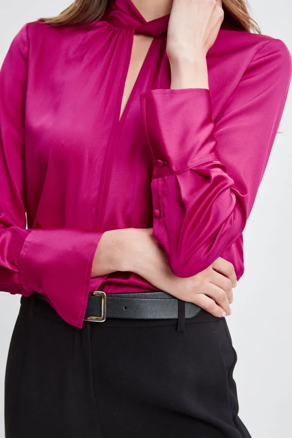 Elie Tahari Tops & Sweaters-Silk Satin Twist Neck Shirt