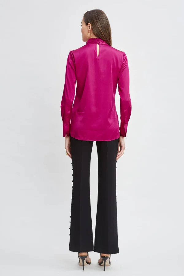 Elie Tahari Tops & Sweaters-Silk Satin Twist Neck Shirt