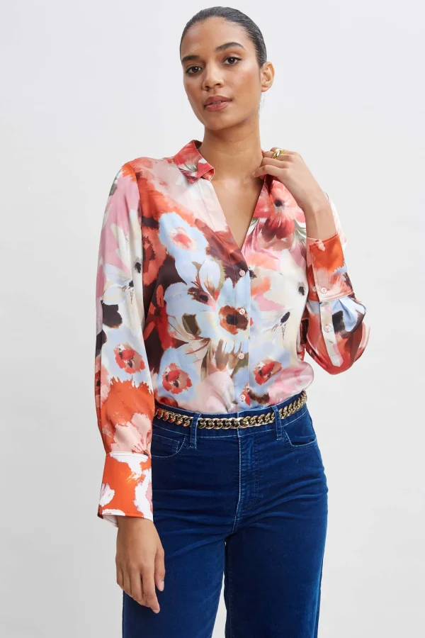 Elie Tahari Tops & Sweaters-Silk Satin Wintergarden Shirt