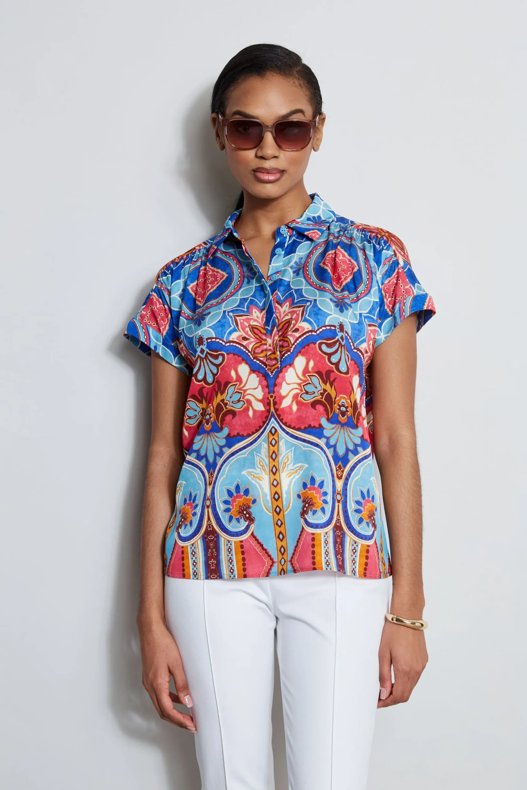silk_tapestry_floral_shir_0.webp Elie Tahari Tops & Sweaters-Silk Tapestry Floral Shirt