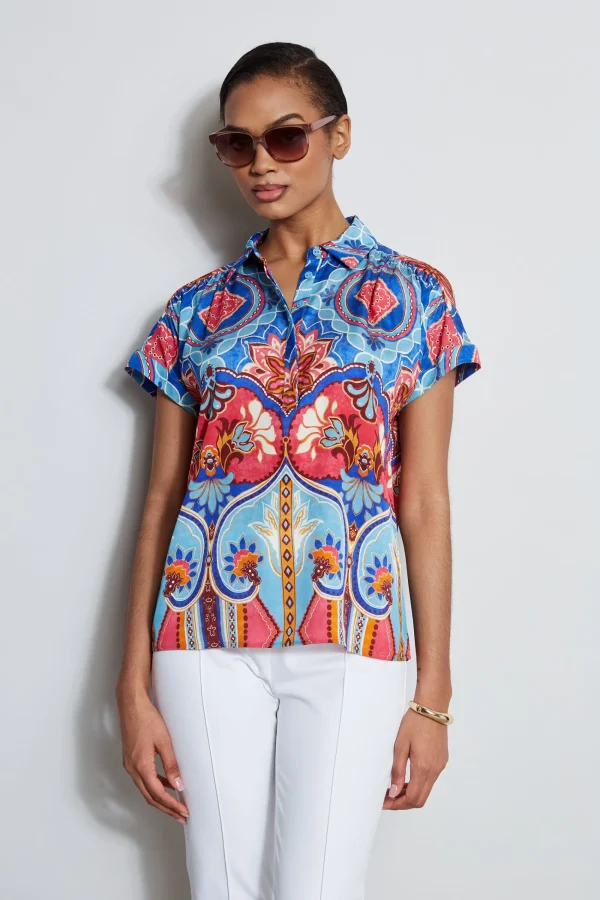 Elie Tahari Tops & Sweaters-Silk Tapestry Floral Shirt
