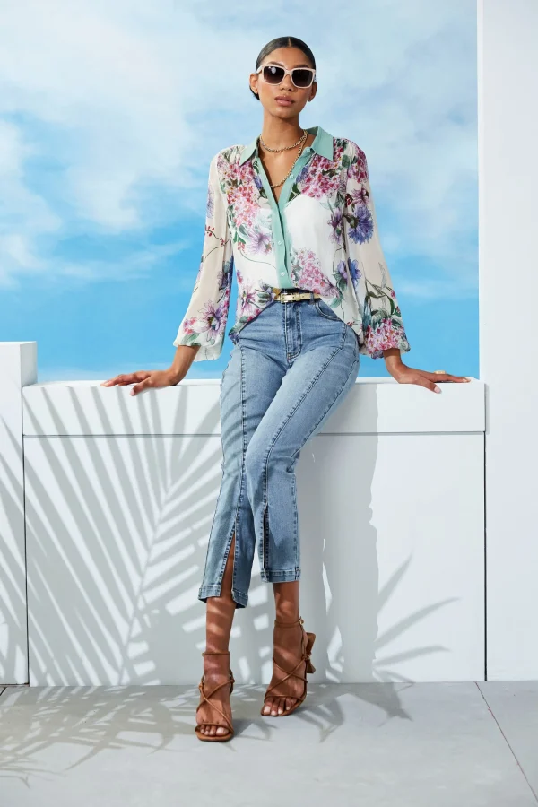 Elie Tahari Tops & Sweaters-Silk Wind Floral Button Down Shirt