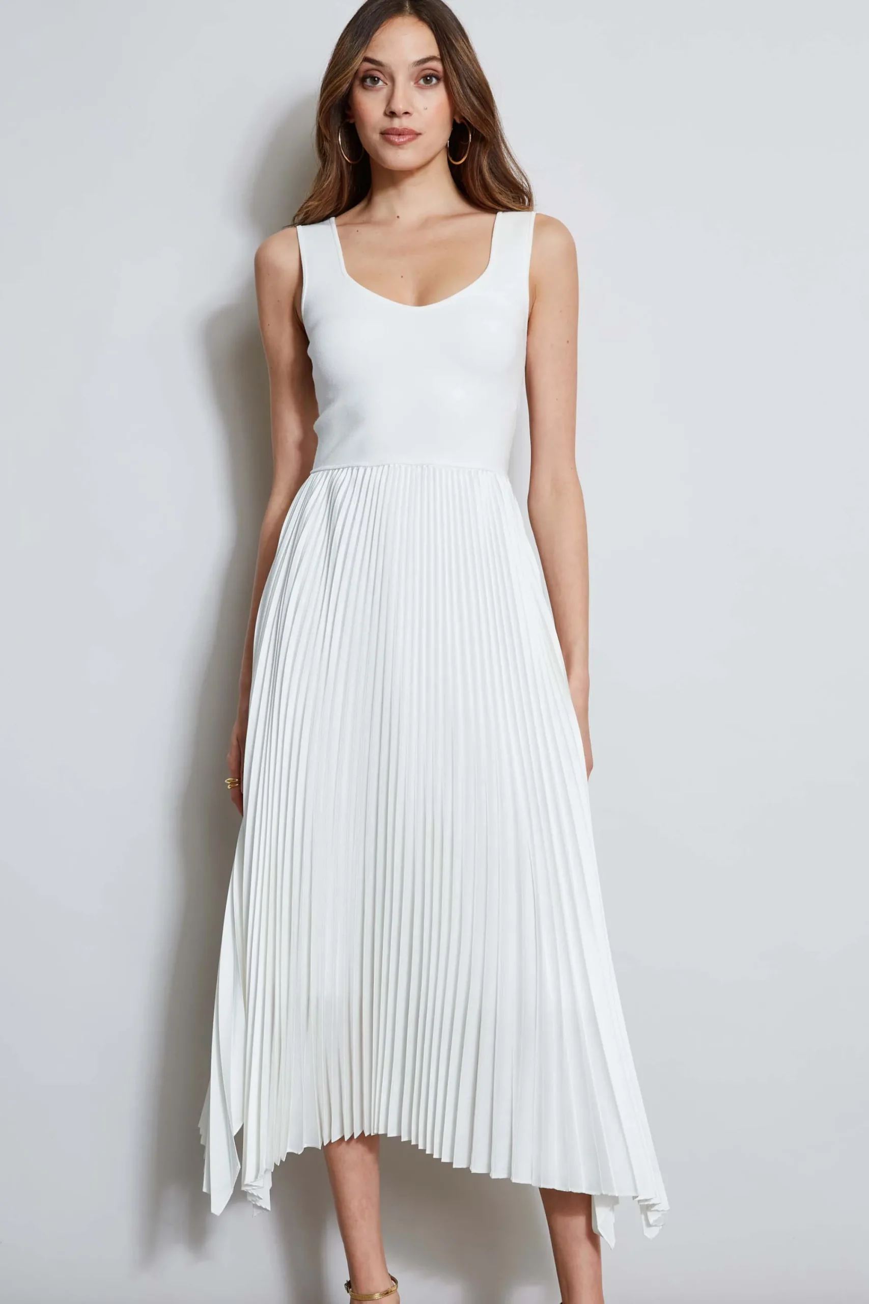 sleeveless_contour_pleate_2.webp Elie Tahari Dresses & Jumpsuits | Sleeveless Dresses-Sleeveless Contour Pleated Midi Dress