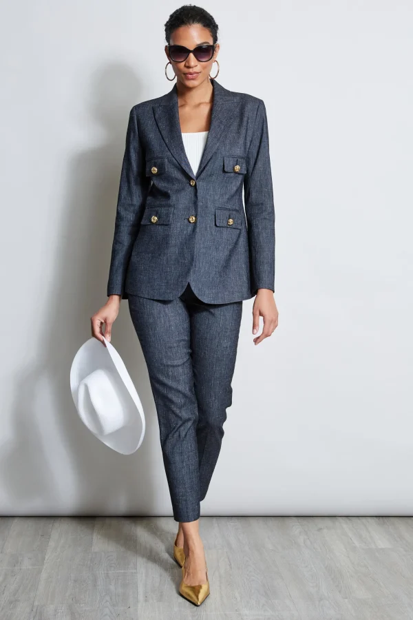 Elie Tahari Bottoms-Slim Linen Pant