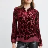 Elie Tahari Tops & Sweaters-Stencil Burnout Velvet Shirt