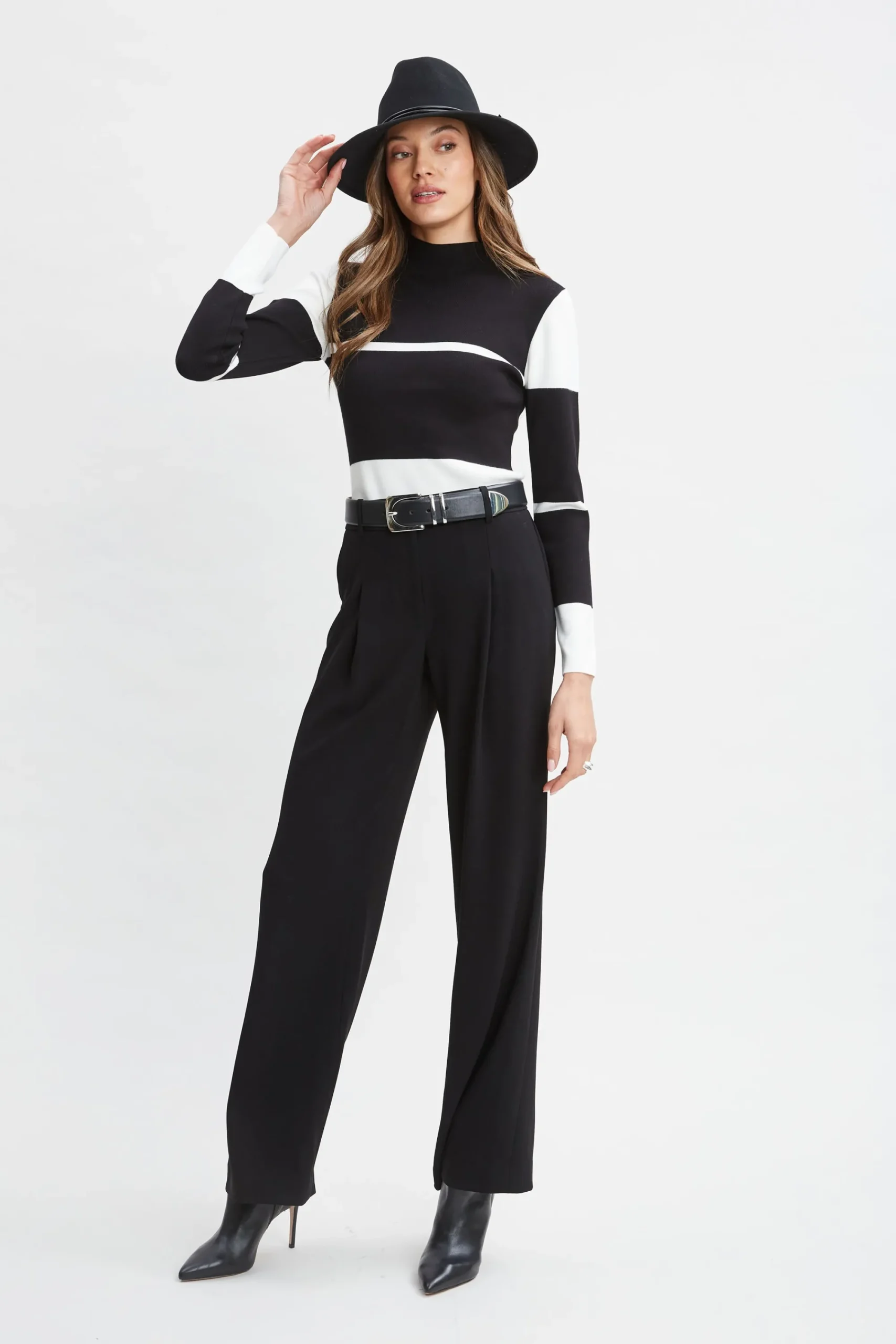 stripe_mock_neck_sweater_2.webp Elie Tahari Tops & Sweaters-Stripe Mock Neck Sweater