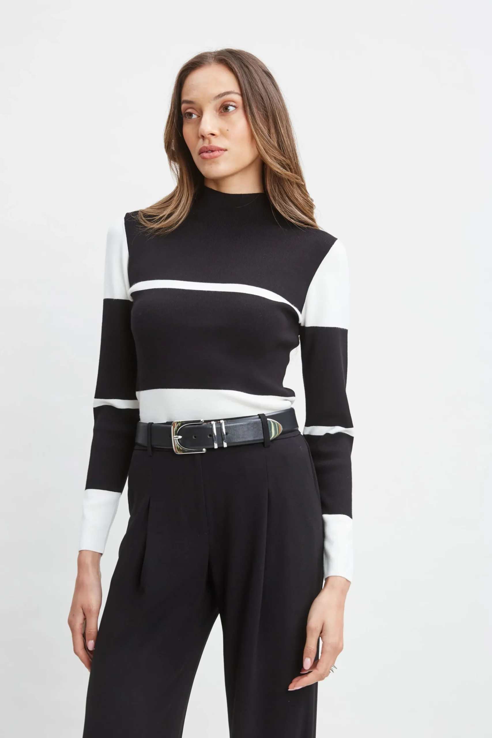 stripe_mock_neck_sweater_3.webp Elie Tahari Tops & Sweaters-Stripe Mock Neck Sweater