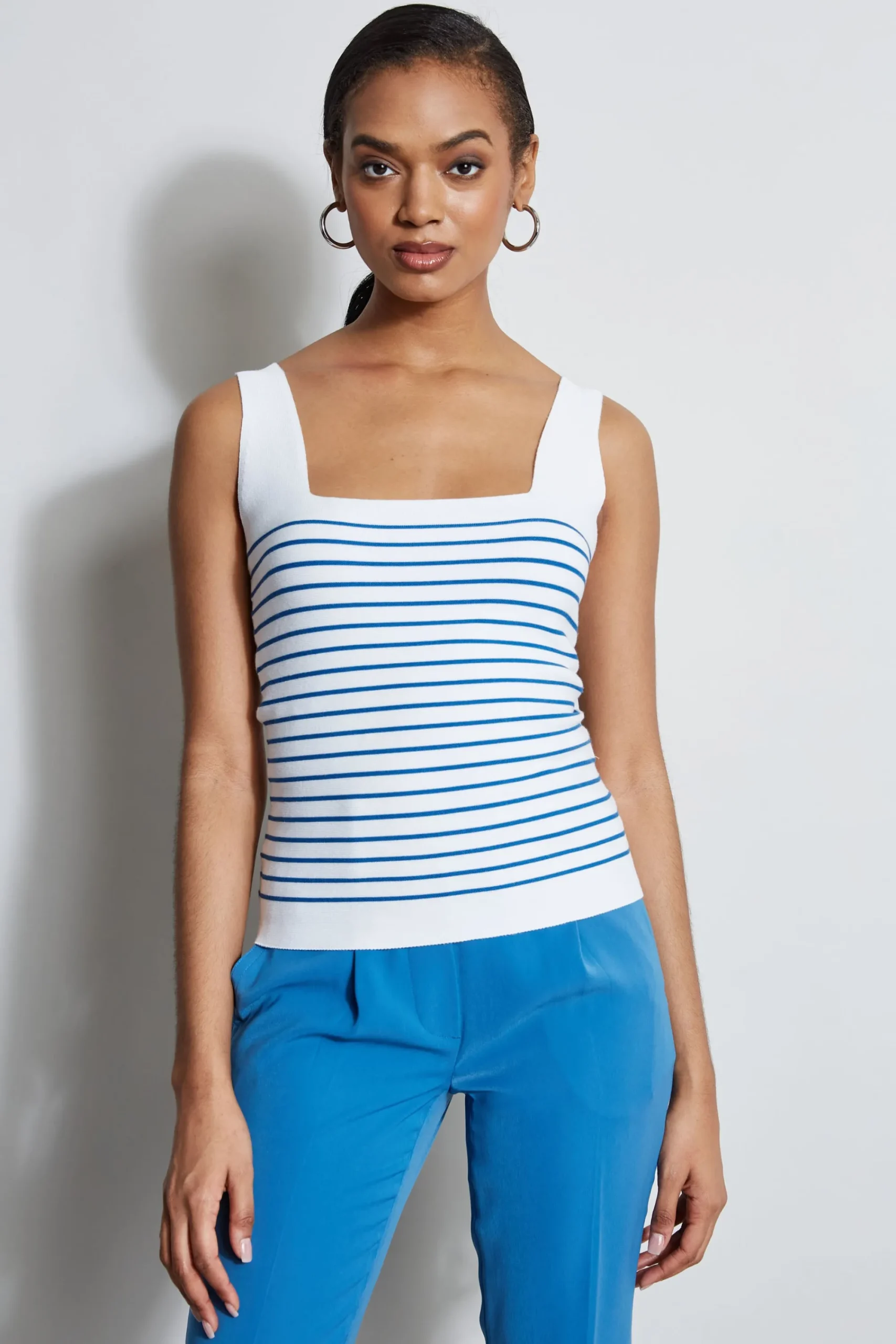 stripe_square_neck_sweate_0.webp Elie Tahari Tops & Sweaters-Stripe Square Neck Sweater