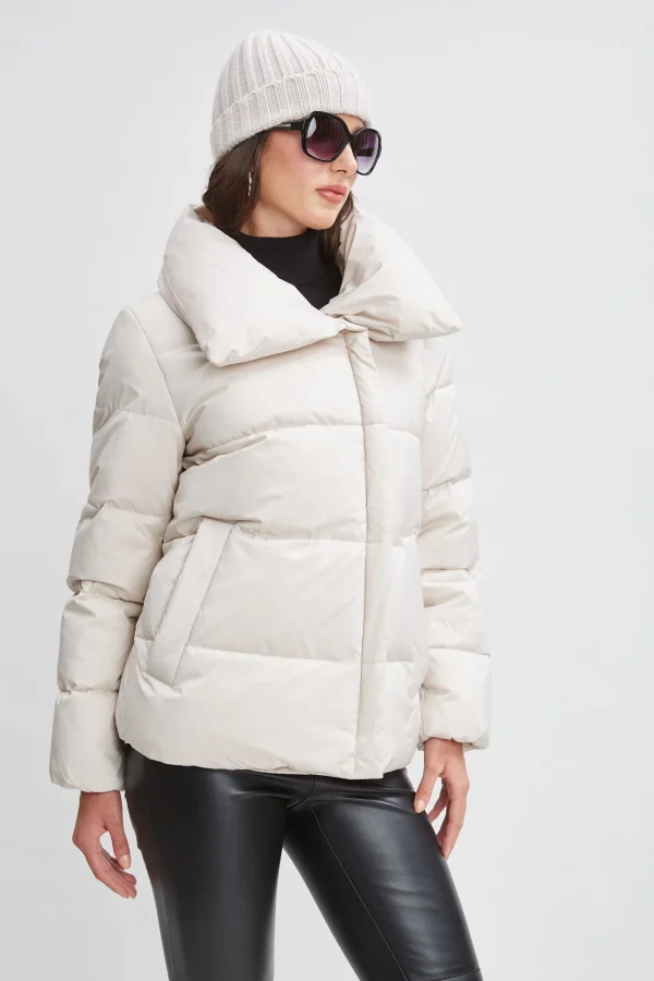 Elie Tahari Coats-Tahari Asymmetric Short Puffer Coat