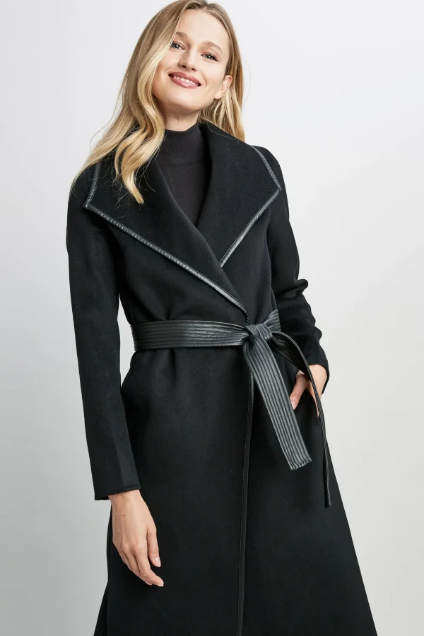 Elie Tahari Coats-Tahari Double Face Vegan Trim Wool Coat
