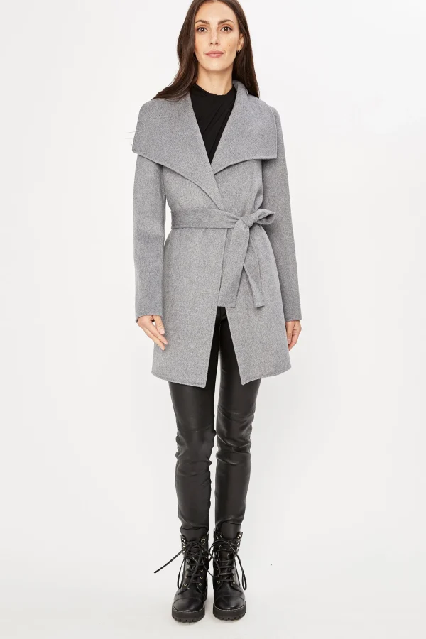 Elie Tahari Coats-Tahari Double Face Wool Lightweight Wrap Coat