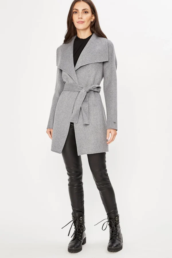 Elie Tahari Coats-Tahari Double Face Wool Lightweight Wrap Coat