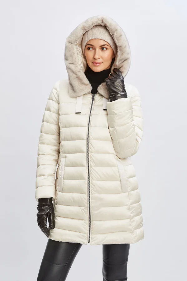 Elie Tahari Coats-Tahari Faux Fur Collar Puffer Coat