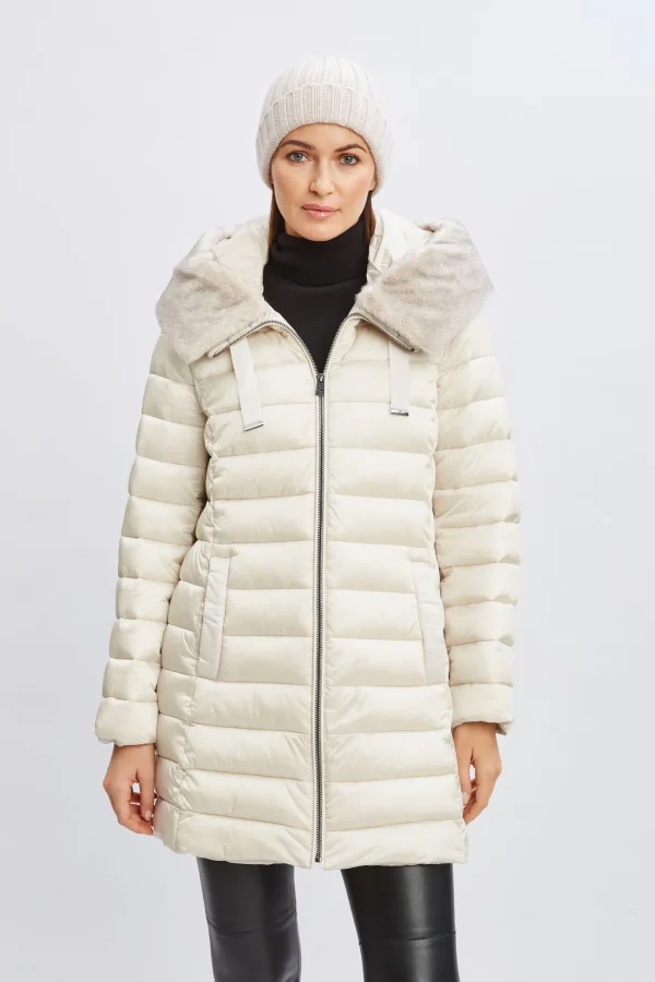 Elie Tahari Coats-Tahari Faux Fur Collar Puffer Coat