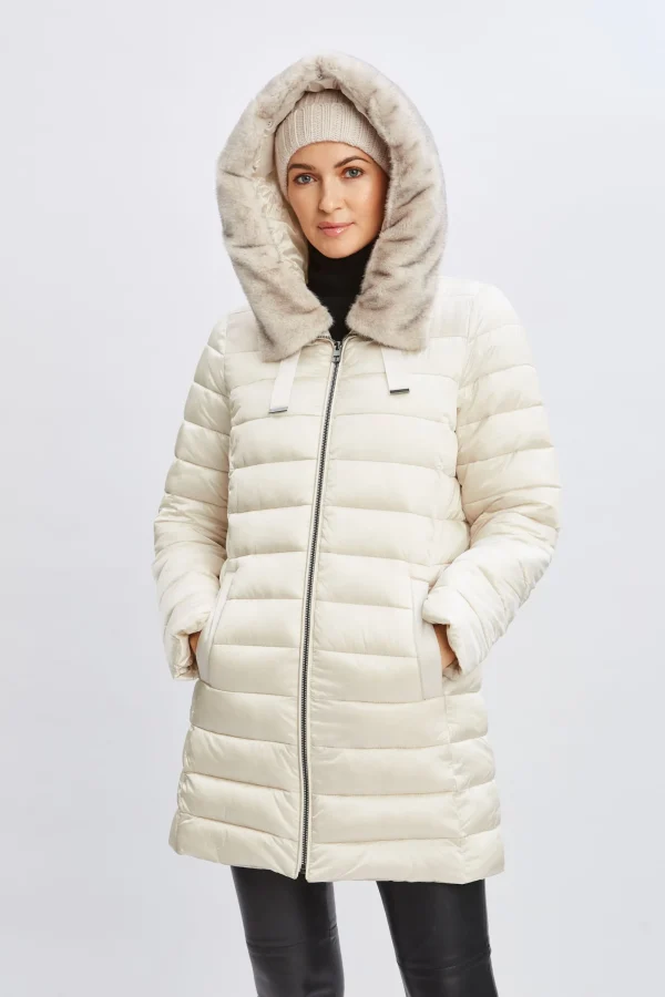 Elie Tahari Coats-Tahari Faux Fur Collar Puffer Coat