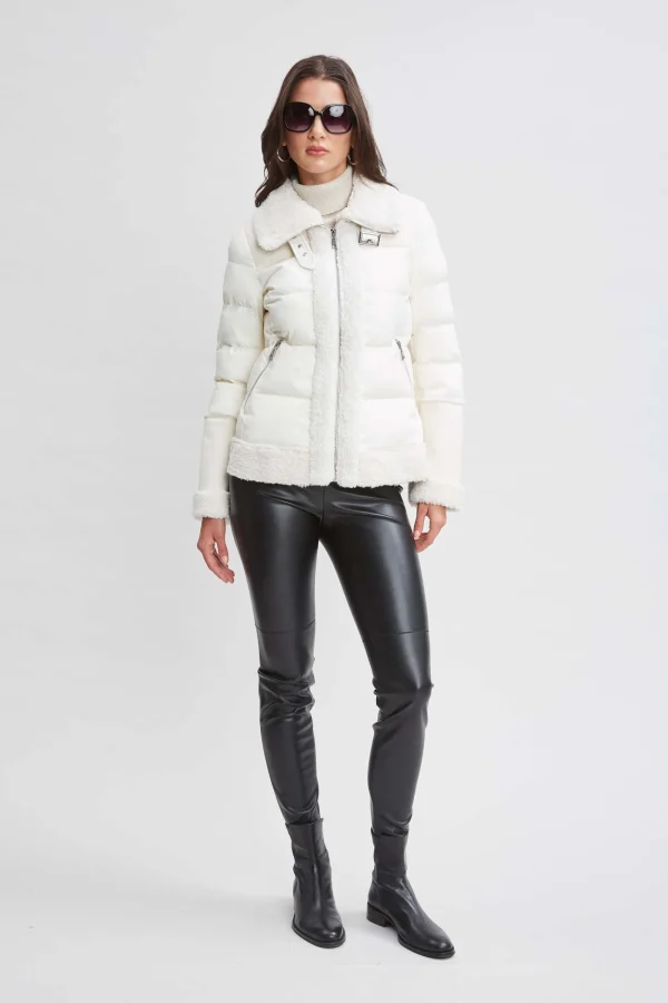 Elie Tahari Coats-Tahari Faux Shearling Puffer Coat