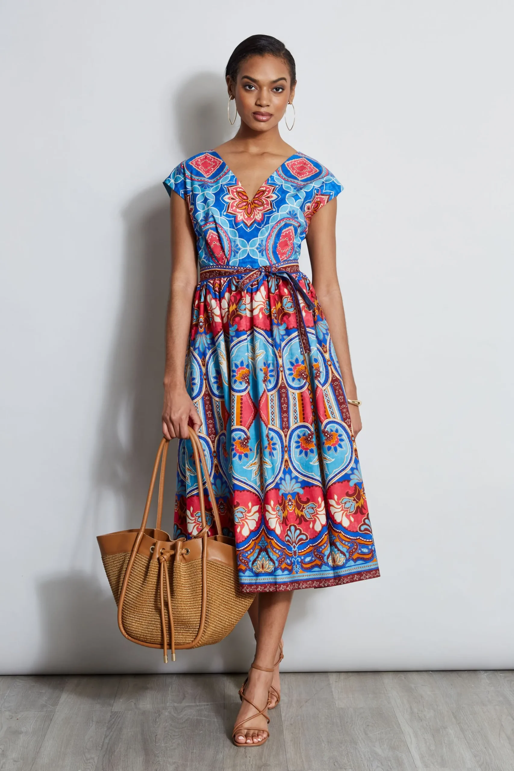 tapestry_floral_cotton_mi_0.webp Elie Tahari Dresses & Jumpsuits | Midi Dresses-Tapestry Floral Cotton Midi Dress