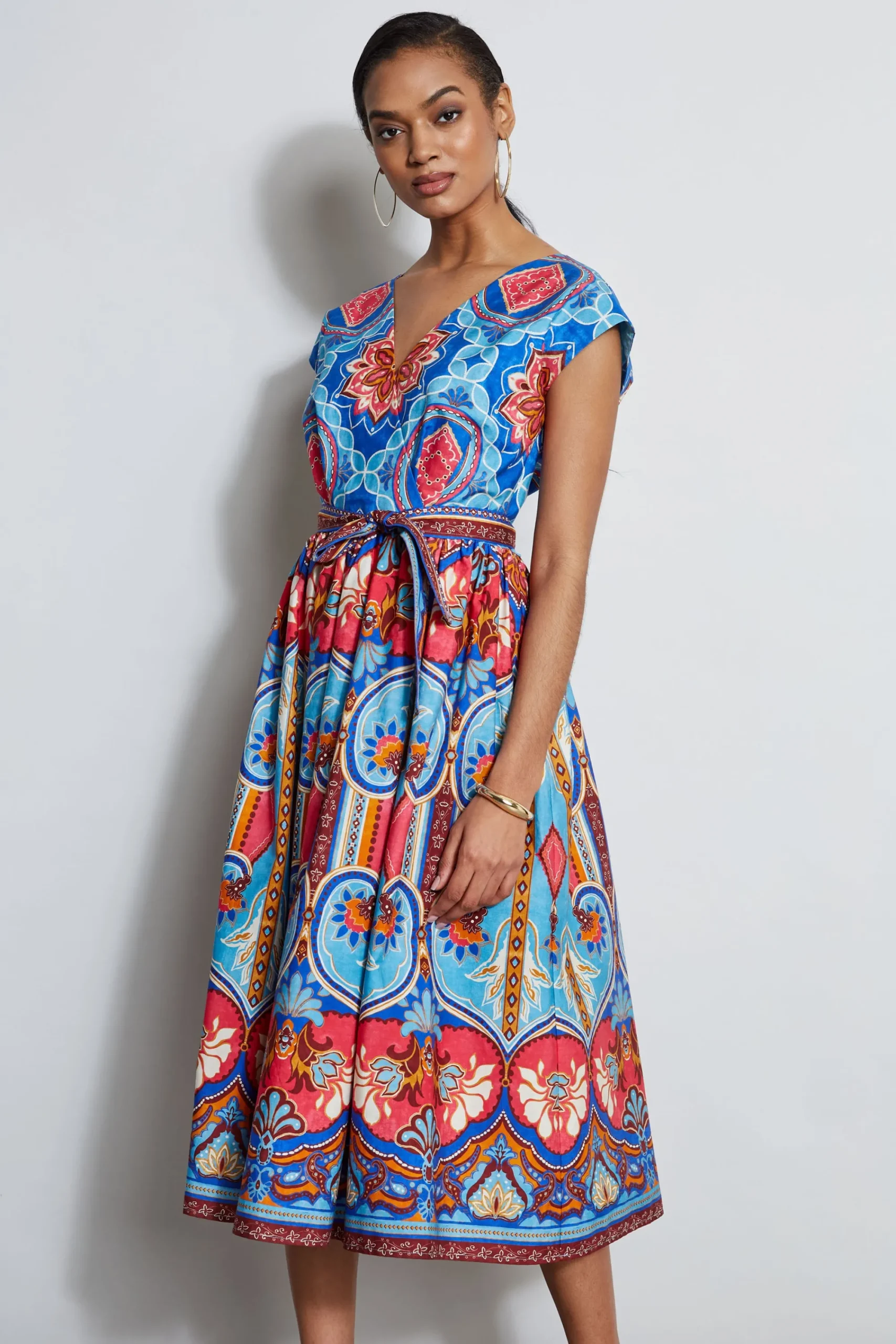 tapestry_floral_cotton_mi_1.webp Elie Tahari Dresses & Jumpsuits | Midi Dresses-Tapestry Floral Cotton Midi Dress