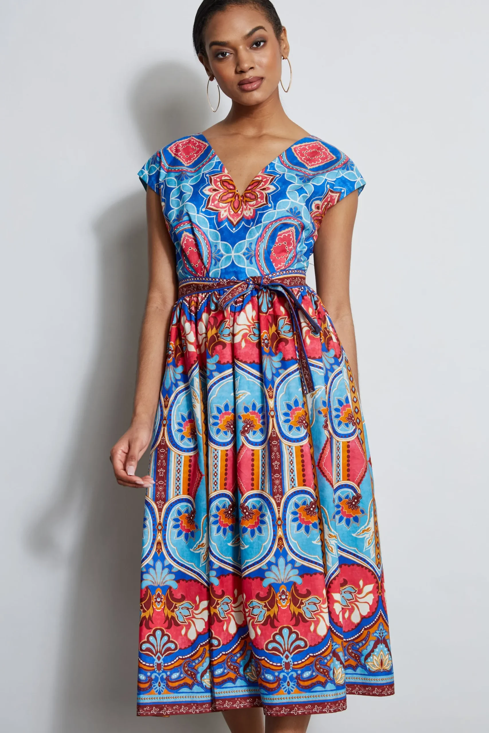 tapestry_floral_cotton_mi_2.webp Elie Tahari Dresses & Jumpsuits | Midi Dresses-Tapestry Floral Cotton Midi Dress
