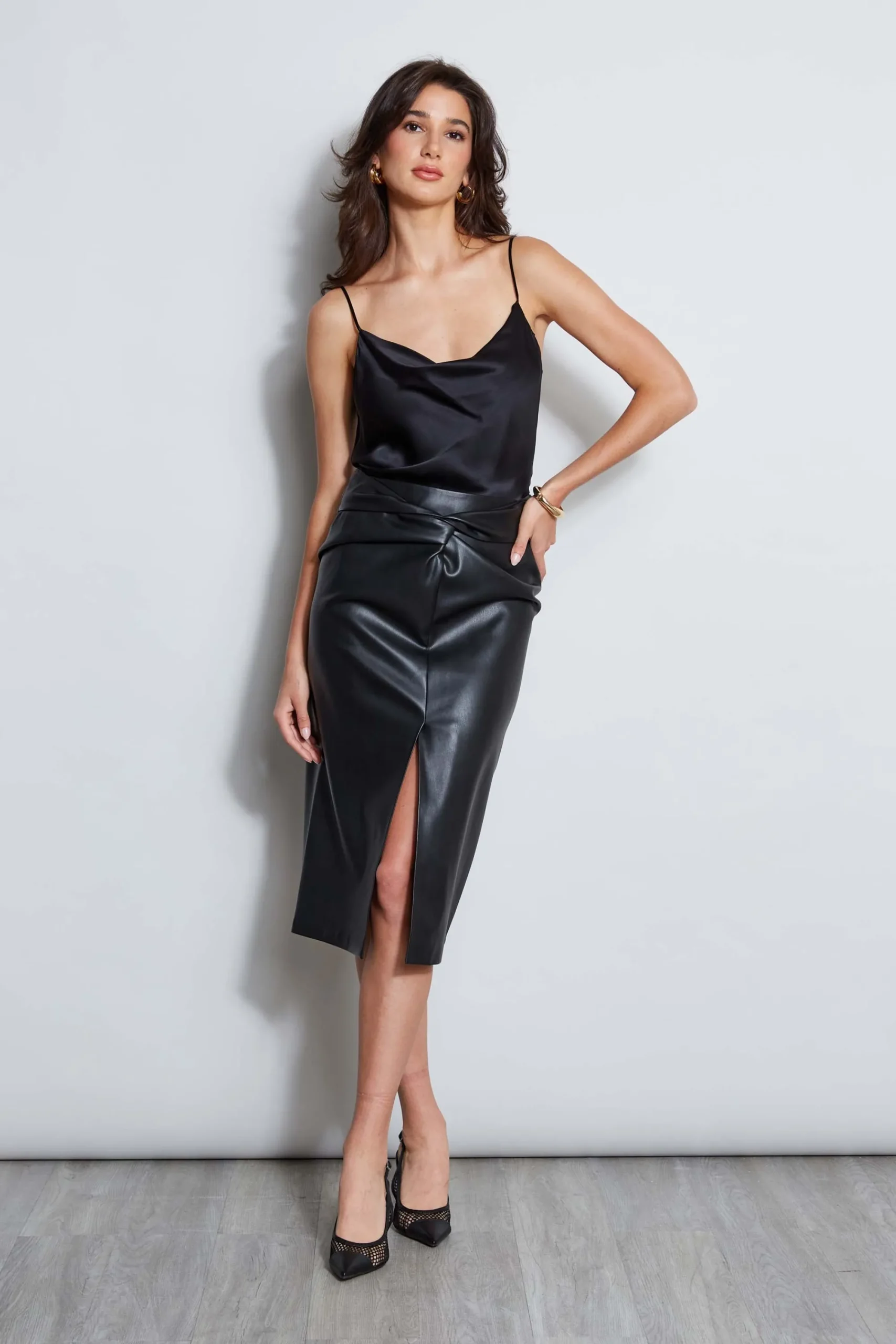 vegan_leather_twist_skirt_2.webp Elie Tahari Bottoms-Vegan Leather Twist Skirt