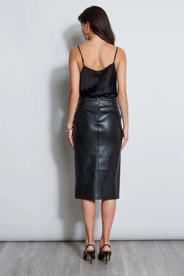 Elie Tahari Bottoms-Vegan Leather Twist Skirt