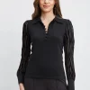 Elie Tahari Tops & Sweaters-Velvet Burnout Sleeve Polo Sweater