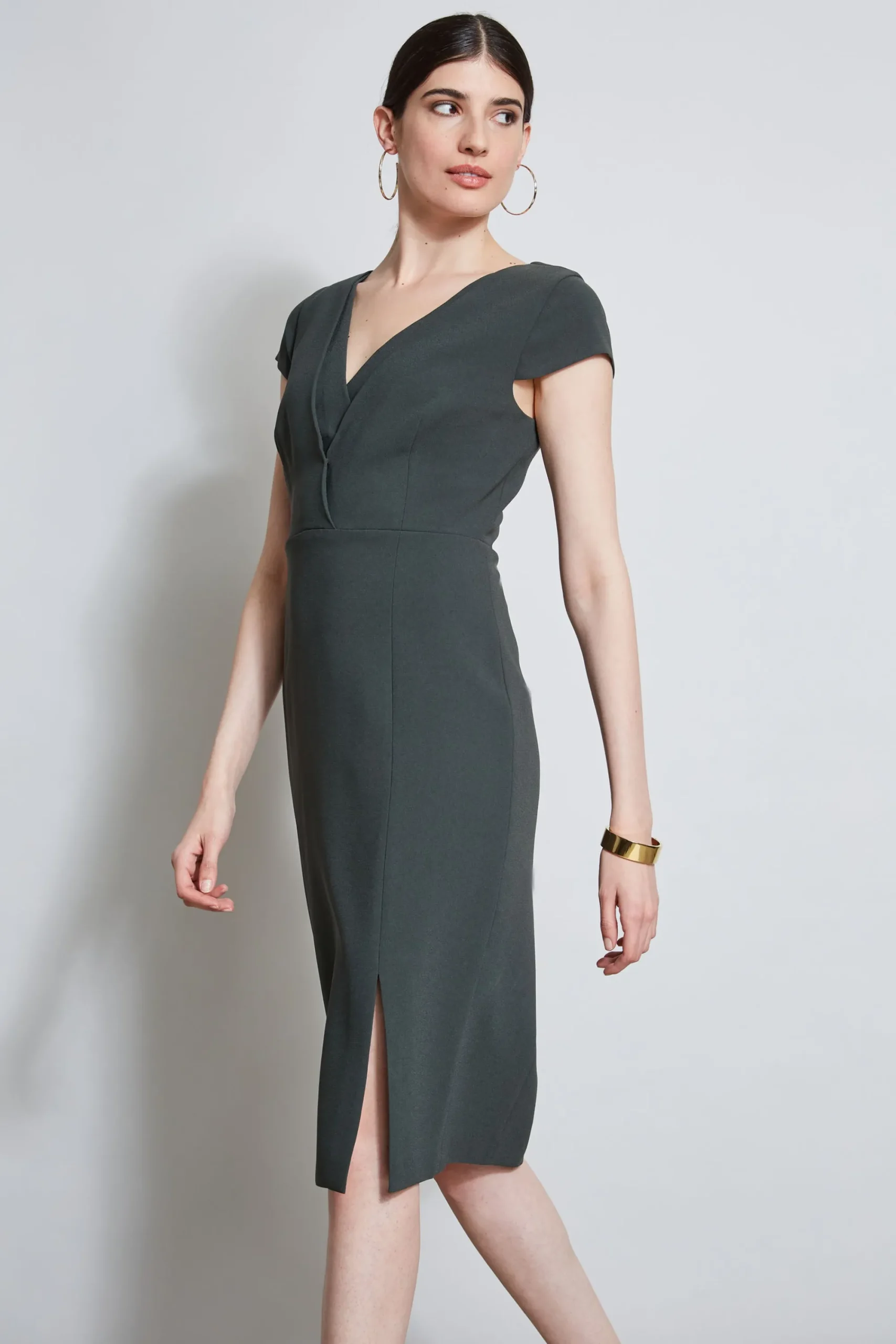 vneck_crepe_dress_2-1.webp Elie Tahari Dresses & Jumpsuits | Short Sleeve Dresses-V-Neck Crepe Dress