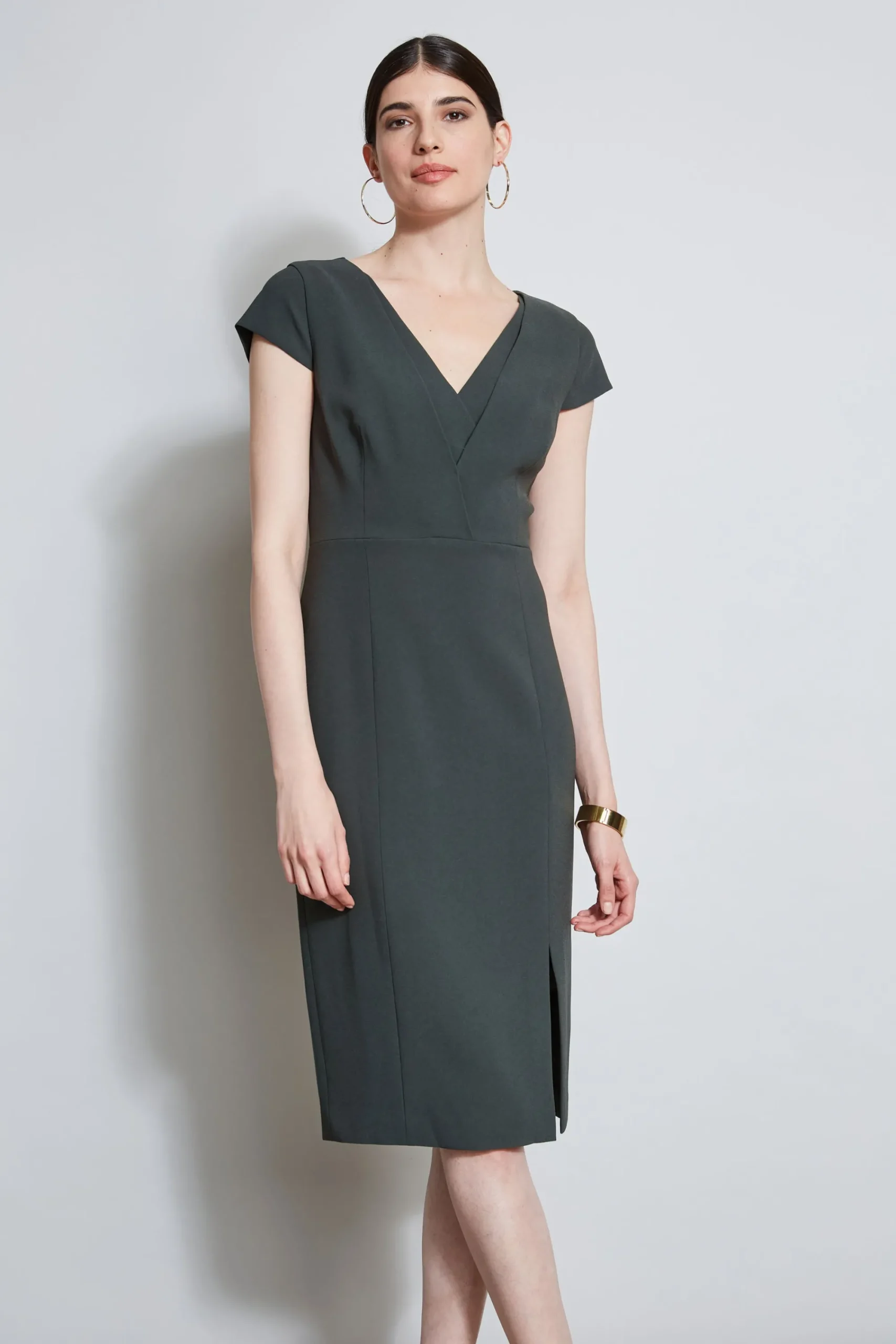 vneck_crepe_dress_3-1.webp Elie Tahari Dresses & Jumpsuits | Short Sleeve Dresses-V-Neck Crepe Dress