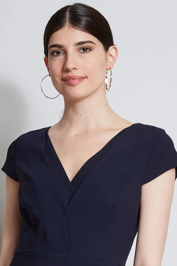 Elie Tahari Dresses & Jumpsuits | Short Sleeve Dresses-V-Neck Crepe Dress