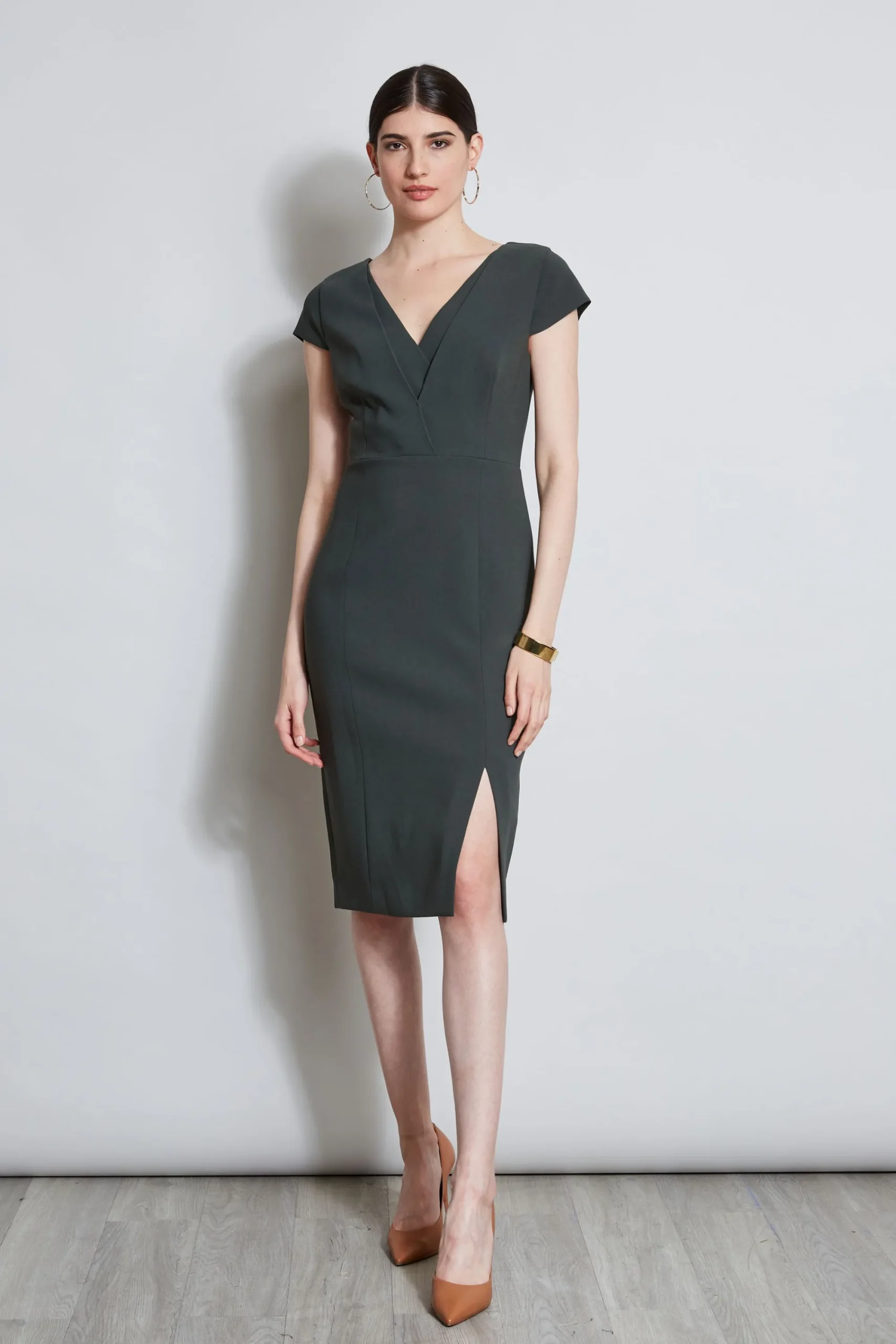 vneck_crepe_dress_5-1.webp Elie Tahari Dresses & Jumpsuits | Short Sleeve Dresses-V-Neck Crepe Dress